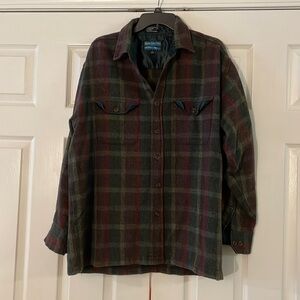 Salmon River Traders wool blend plaid shirt / jacket. Large. Shacket